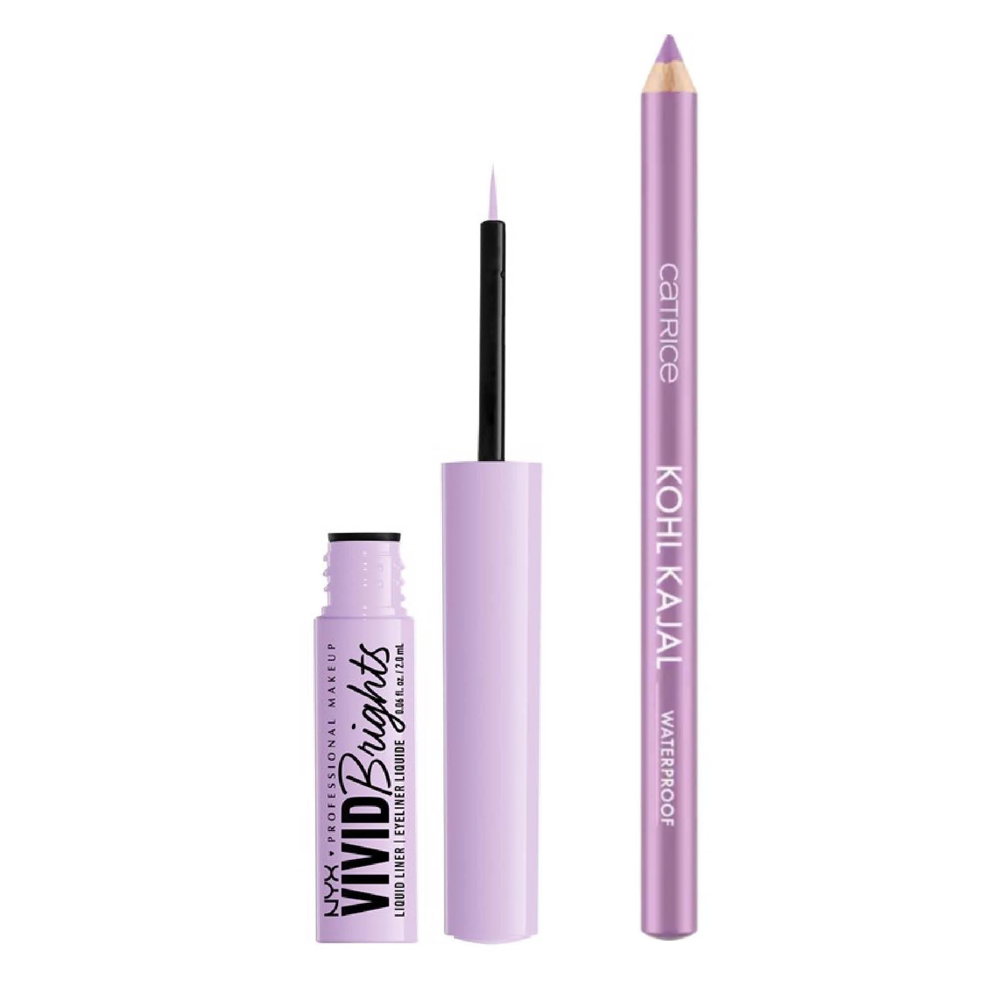 Vivid Bright Liquid Liner -silmänrajauskynä 10,90 e, NYX Professional Makeup. Kohl Kajal Waterproof -kajalkynä 2,80 e, Catrice.