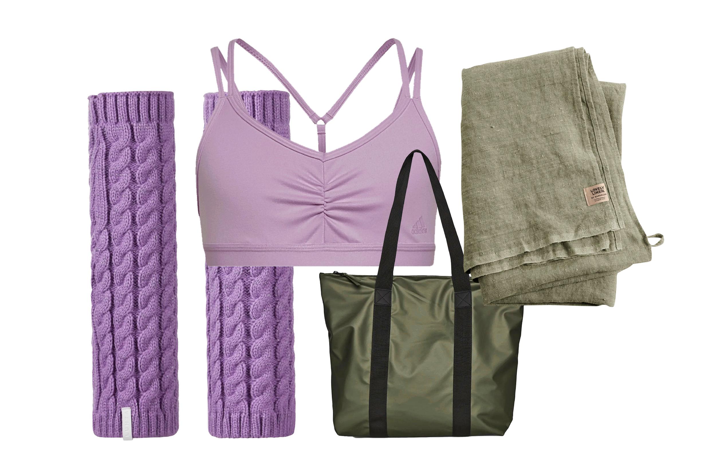 1. Säärystimet lämmittävät pohkeita ja nilkkoja alkulämmittelyssä ja ehkäisevät revähdyksiä. Luhta Nohkua -säärystimet 17,90 e, luhta.com. 2. Kierrätetystä materiaalista valmistettu joogatoppi sopii myös tanssilliseen jumppaan. Adidas Aeroready Yoga Sports Bra 25 e, stadium.fi. 3. Vedenkestävä kassi pitää varusteet kuivina ja sinne mahtuu kaikki treeniin ja jälkipyykkiin tarvittava. Rains Tote Bag Rush 42 e, rains.com. 4. Pellavasta valmistettu kylpypyyhe sopii pieneen tilaan ja kuivuu nopeasti. Lovely Linen Lovely Hamam Towel 46 e, boozt.fi. 6.