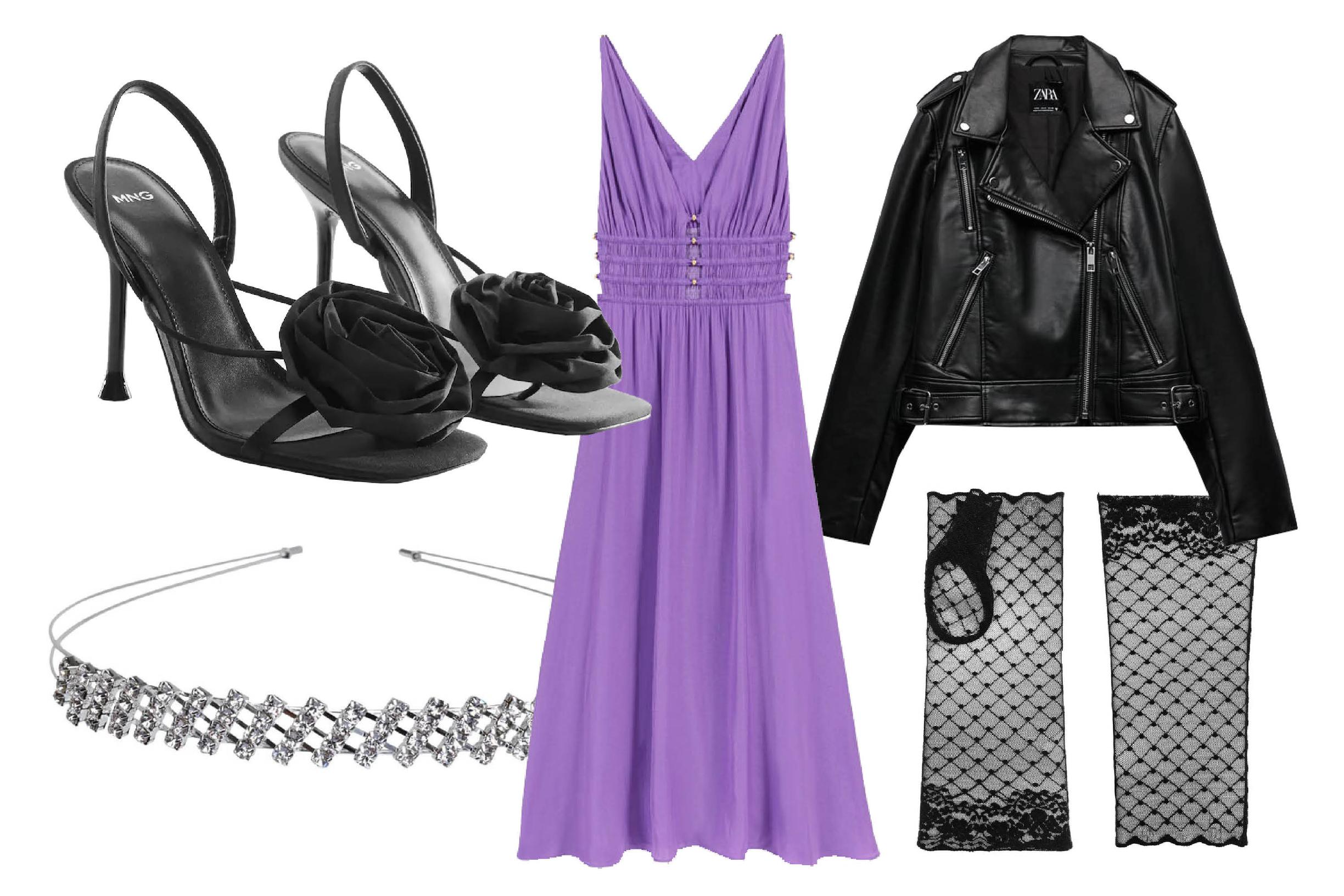 Kukkakorkokengät 59,99 e, Mango Online Exclusive. Päähine 19,99 e, Ninja. Maksimekko 255 e, Maje. Keinonahkatakki 49,95 e, Zara. Sormettomat pitsihansikkaat 136,95 e, Cornelia James.