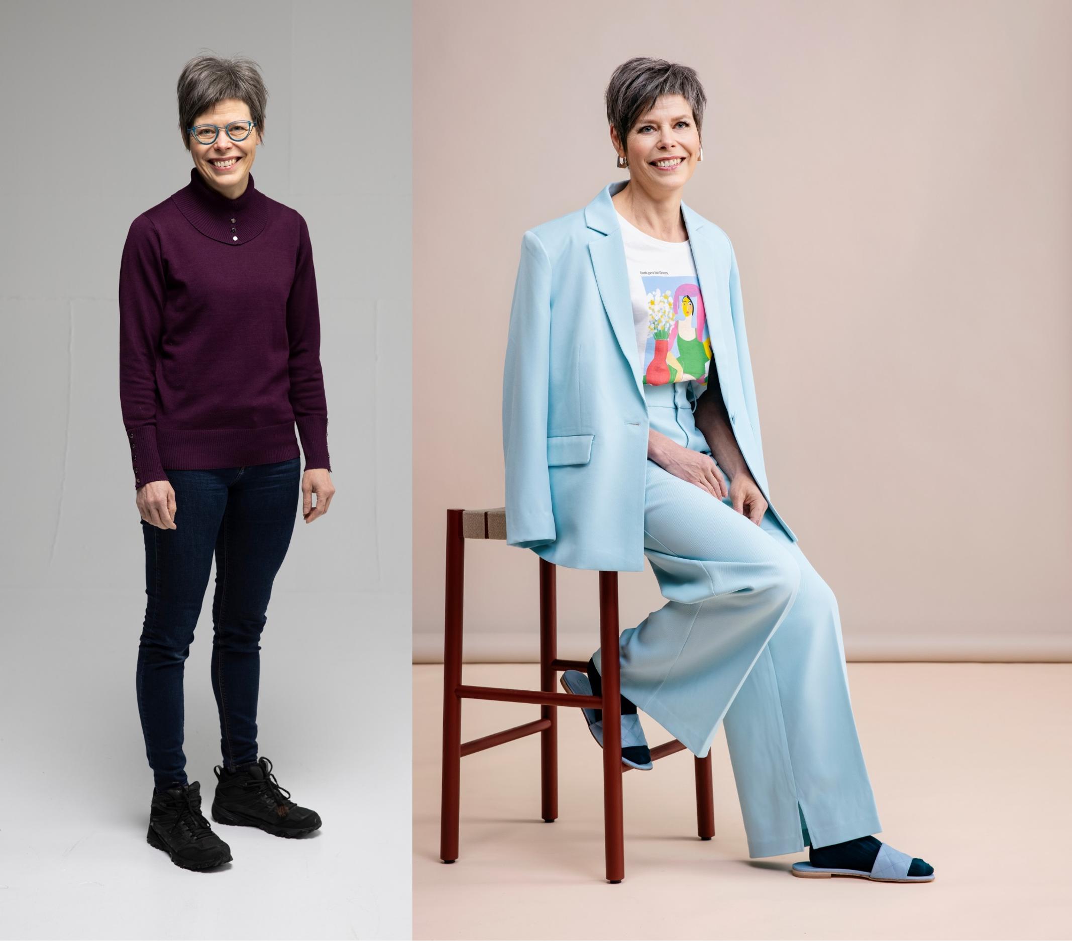 Uudet puolet esiin! Merja, 56, on pukeutujana minimalisti, joka löysi värit – kurkkaa ihana tyylimuutos ja inspiroidu