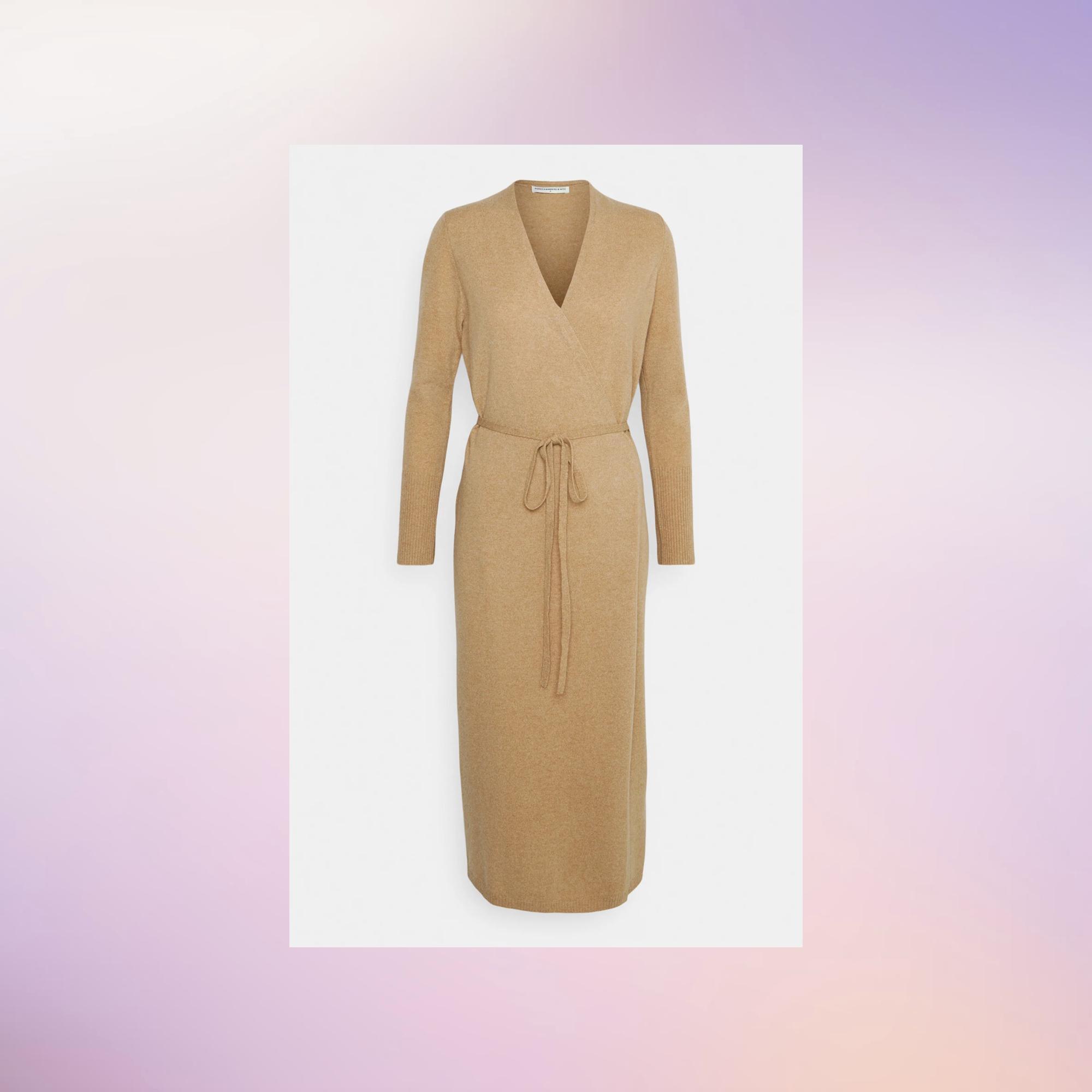 Kietaisumekko (34–40) on saatavilla myös kauran sävyssä ja mustana. 295 e, Pure cashmere/Zalando. 