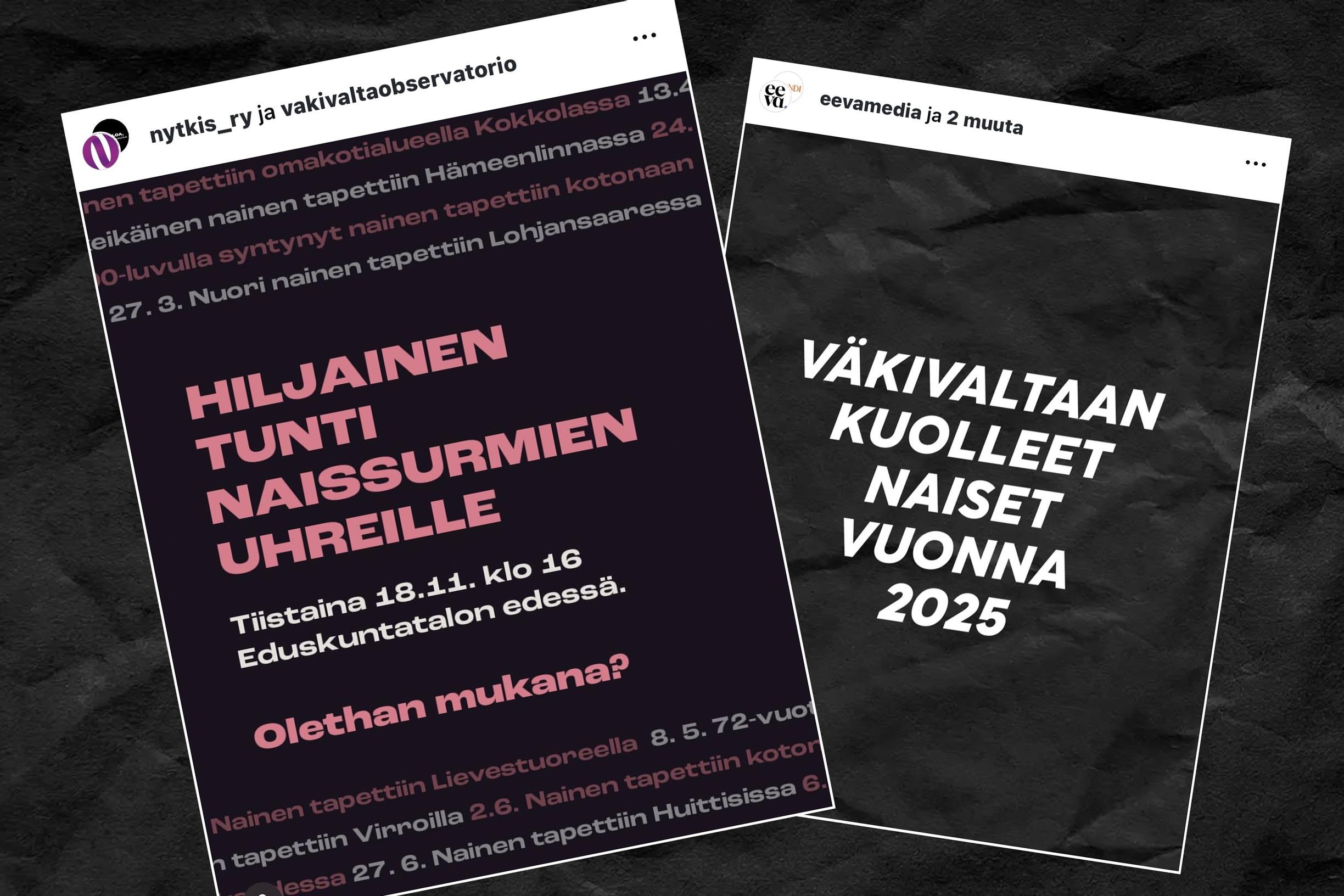 Eduskuntatalon edessä järjestetään hiljainen tunti naissurmien uhreille – Eevan päätoimittaja: ”Kun naissurmat jäävät yksittäisten uutisten varaan, niiden yleisyyttä on vaikea hahmottaa”