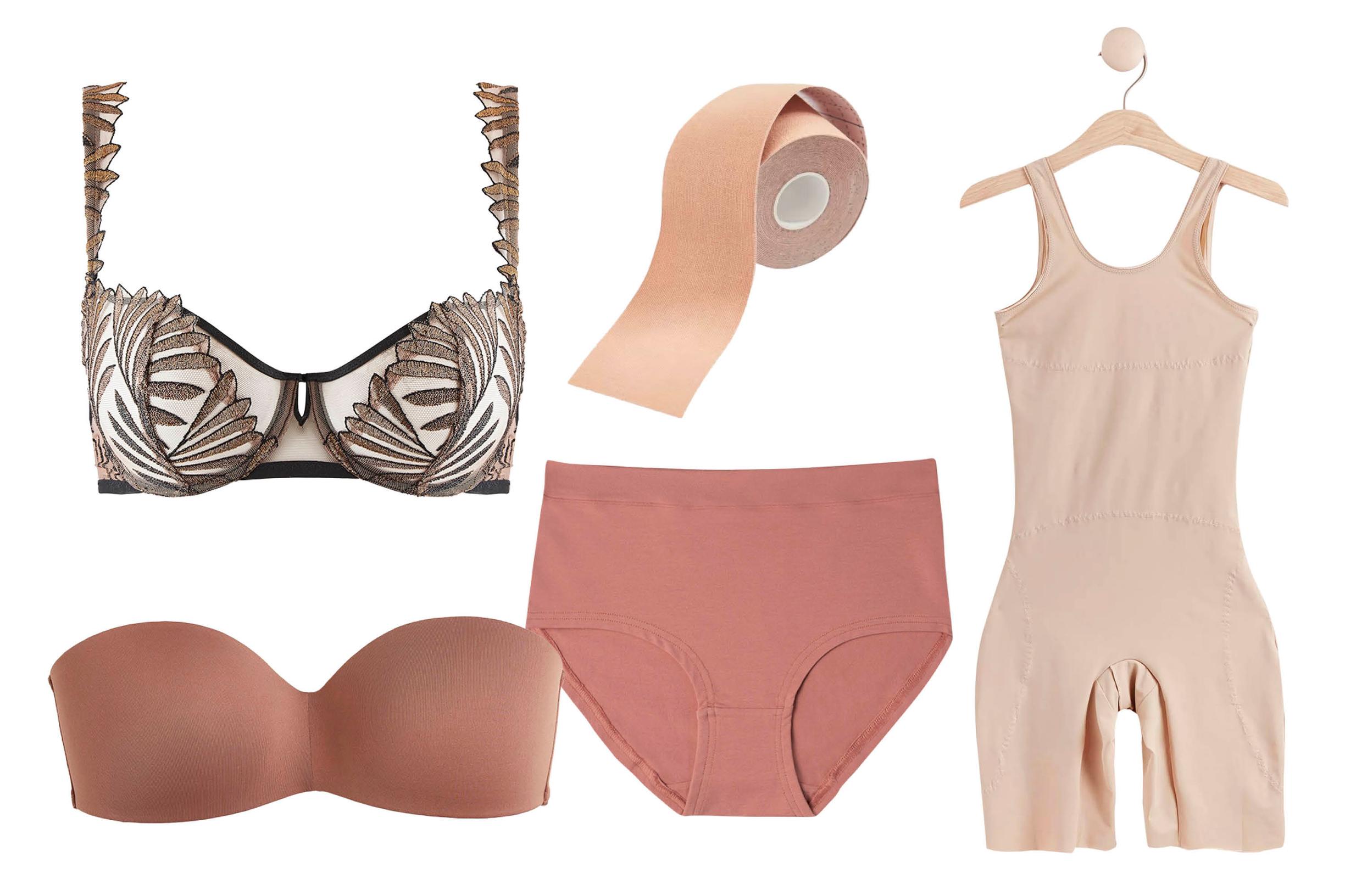 Sensory Illusion Half Cup Bra (65C–80G) 120 e, Aubade. Rintateippi 13 e, Cubus. Bandeau-liivit (32–48) 19,99 e/ 2 kpl, H&M. Cotton High Waist (S–XXL) 19,90 e/3 kpl, Pierre Robert. Muotoileva alusasu (S–L) 39,99 e, Lindex.