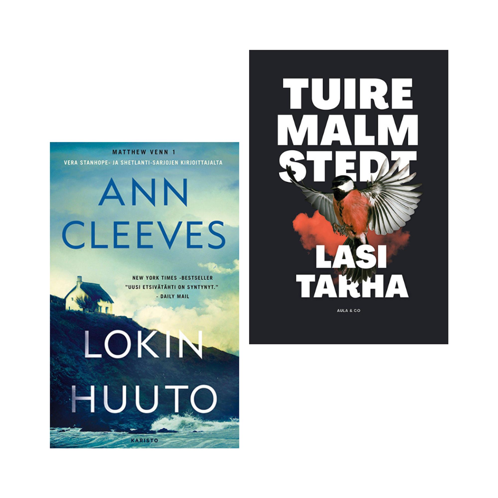 1. Lokin huuto, Ann Cleeves 2. Lasitarha, Tuire Malmsted
