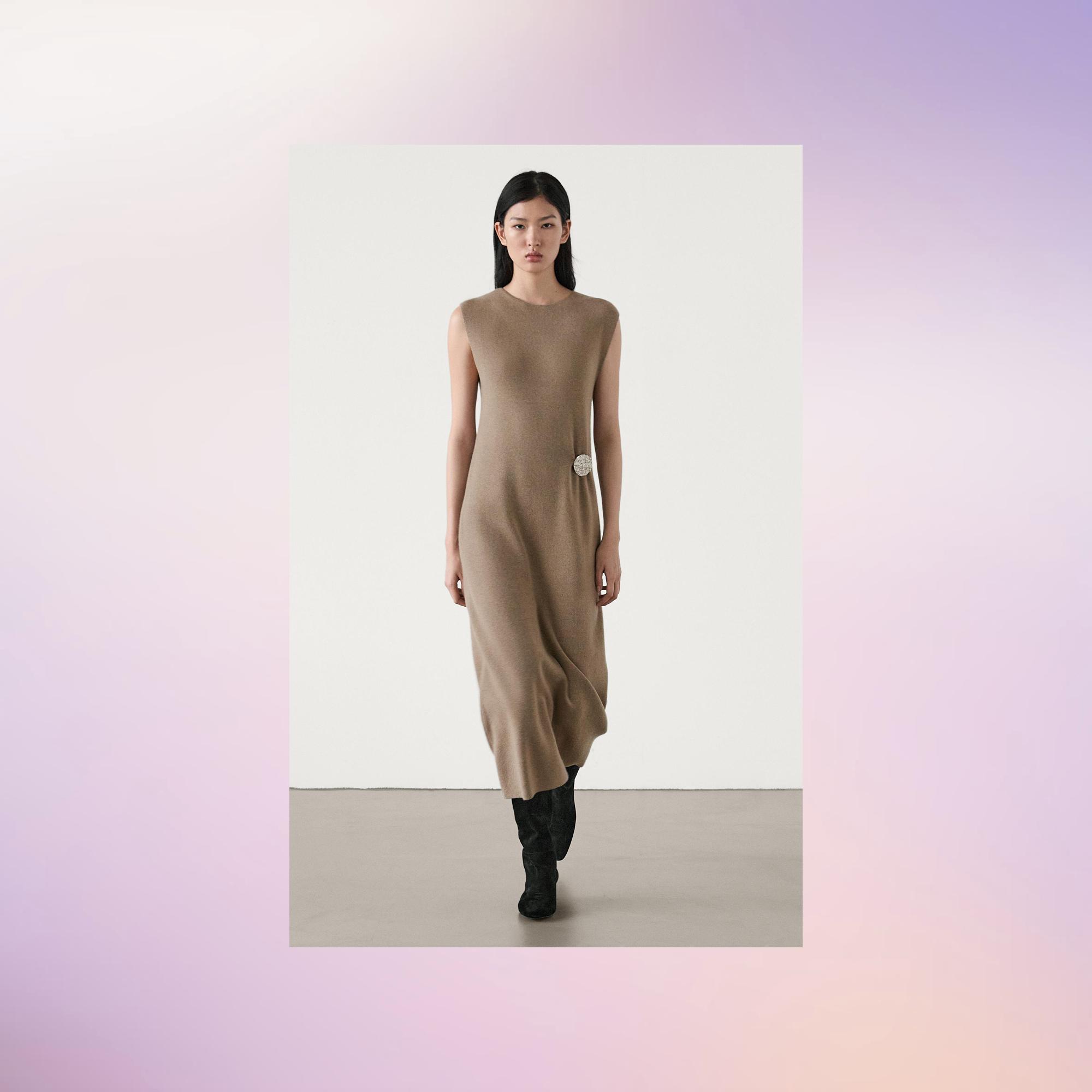 Villasekoitemekon (XS–L) materiaalina ovat villan lisäksi viskoosi, nylon ja elastaani. 129 e, Massimo Dutti.