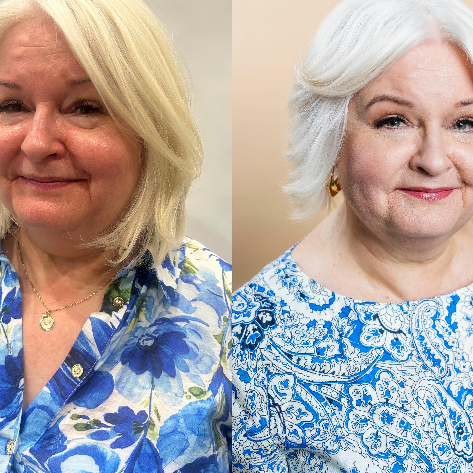 Maaret, 61, inhosi hiustensa kellertävää sävyä – näin tukka muuttui muuttumisleikissä  