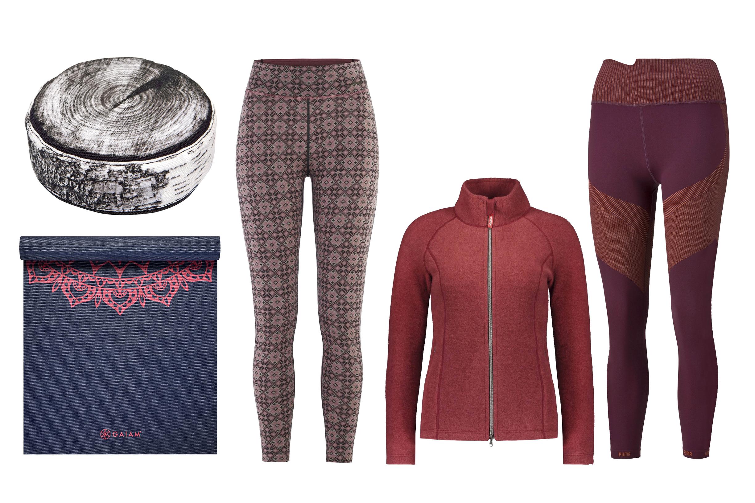 1. Polvityyny auttaa istuma-asennoissa joogassa ja meditaatiossa. Kotimainen, tattariakanalla täytetty pehmuste käy myös ergonomiseksi tukityynyksi tuoliin. Pölkky-polvityyny 38 e, Sarwa Yoga. 2.  Kaunis joogamatto motivoi, pitää ja kestää kulutusta. Gaiam 24,95 e, Prisma.