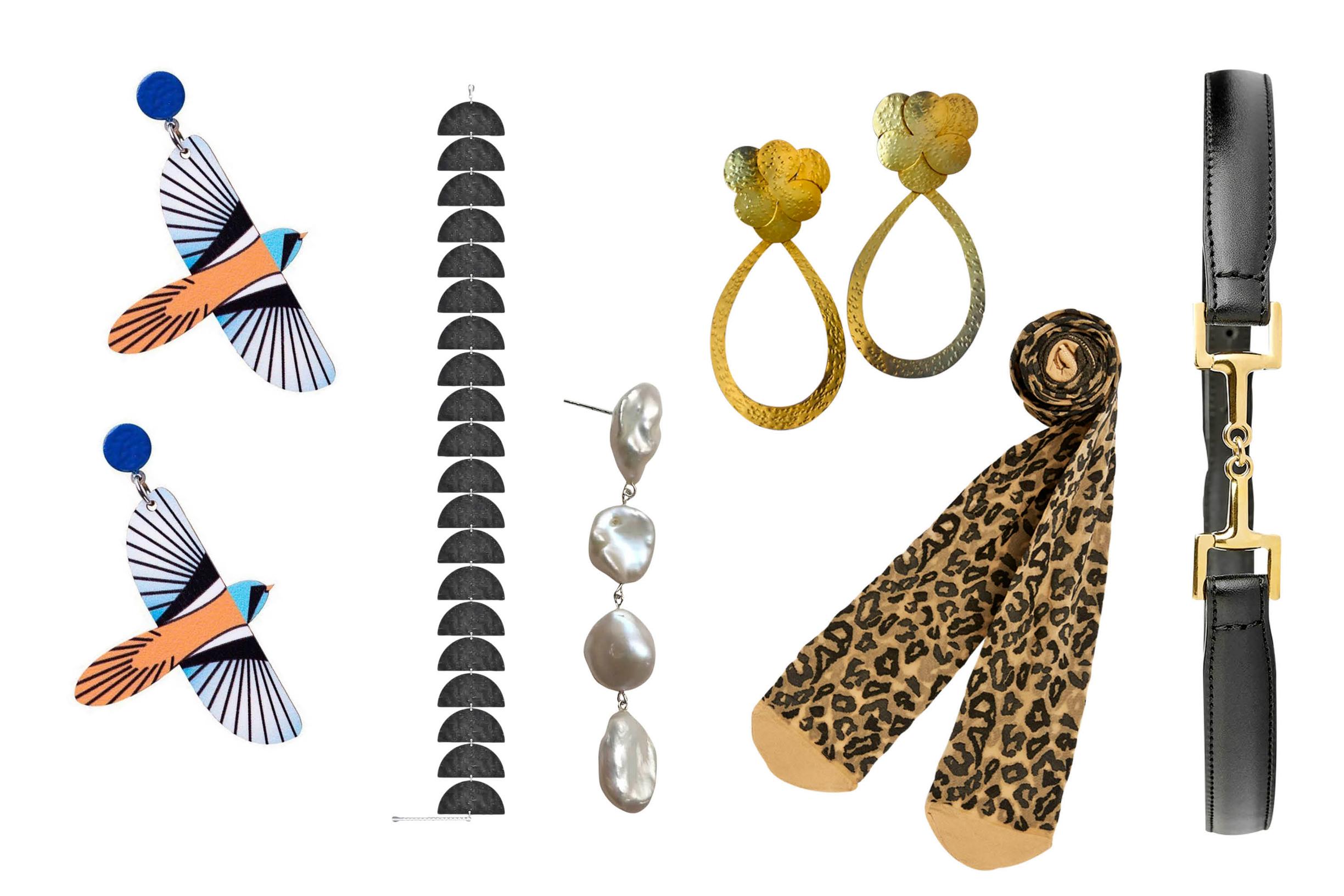 Viiksitimali-vanerikorvakorut (4,5 x 7,5 cm) 34 e, Pauliina Rundgren. Luna Fest Earrings 178 e, Aida Impact. Horsebit Buckle Leather Belt (S–L) 69 e, Arket. Papu x Sulapac Beans 20 -kaulakoru (55–62 cm) 119 e. Jaipur Blossom -korvakorut 79 e, Moi Namaste. Leo Tights (XS–XL) 13 e, Monki.