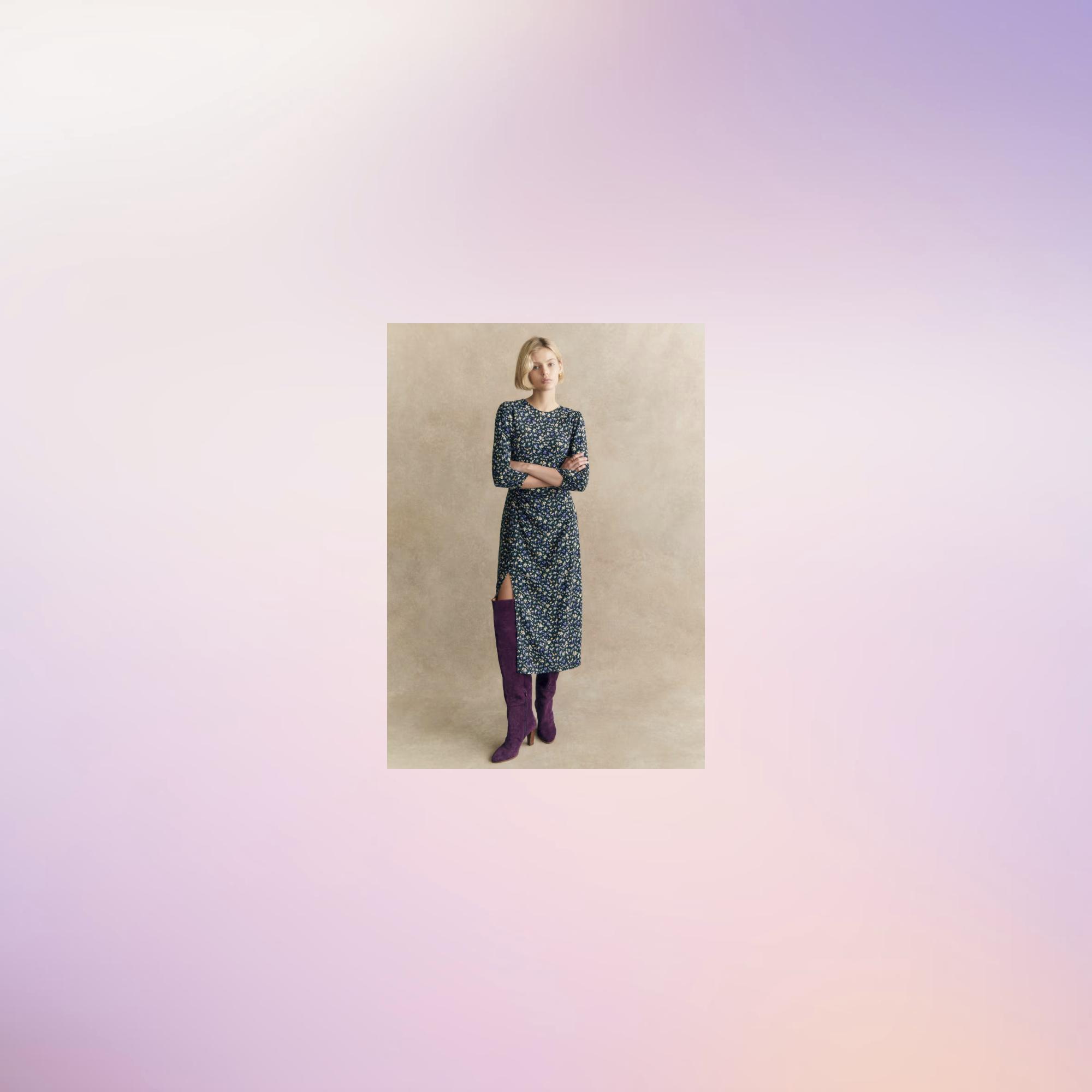 Midipituisen Themis-mekon (34–46) materiaalina on viskoosi. 160 e, Sézane.