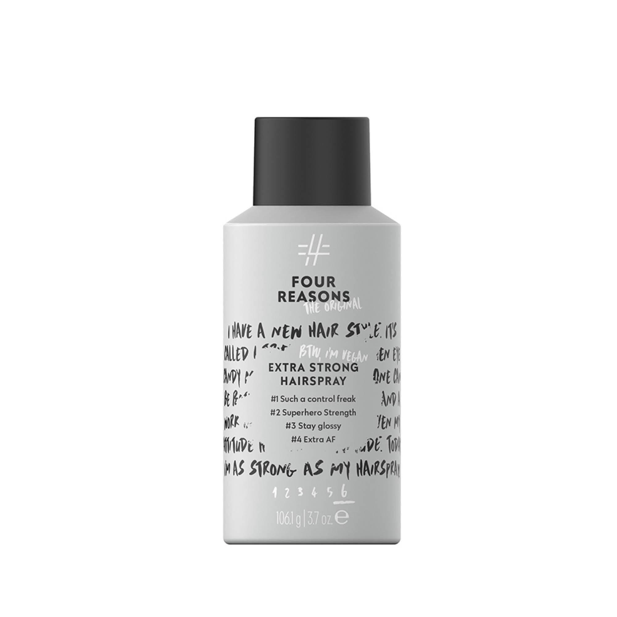 Tämä hiuslakka antaa voimakkaan tuen latistamatta. Four Reasons The Original Extra Strong Hairspray 12,90 e.