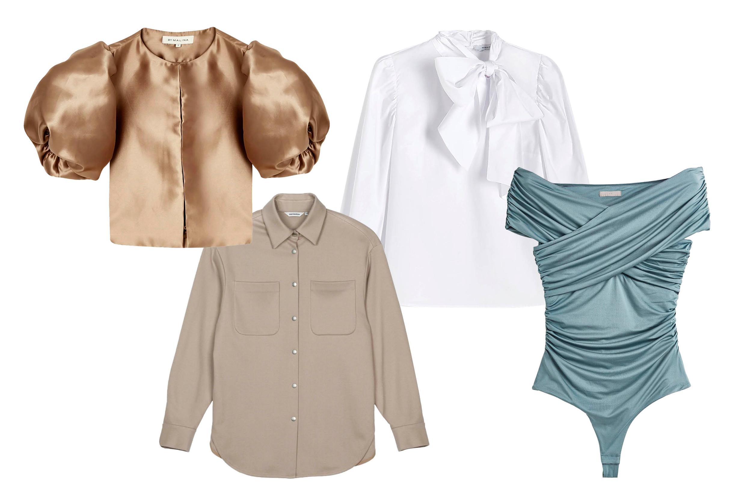 Puhvihihainen Cleo Blouse Nougat (XS–XL) 200 e, By Malina. Beige Ragny Solid -trikoopaitapusero (XS–XXL) 265 e, Marimekko. Puuvillainen rusettipaitapusero (XS–XL) 29,99 e, Reserved. Poimutettu Off Shoulder Body (XS–XL) 24,99 e, H&M.