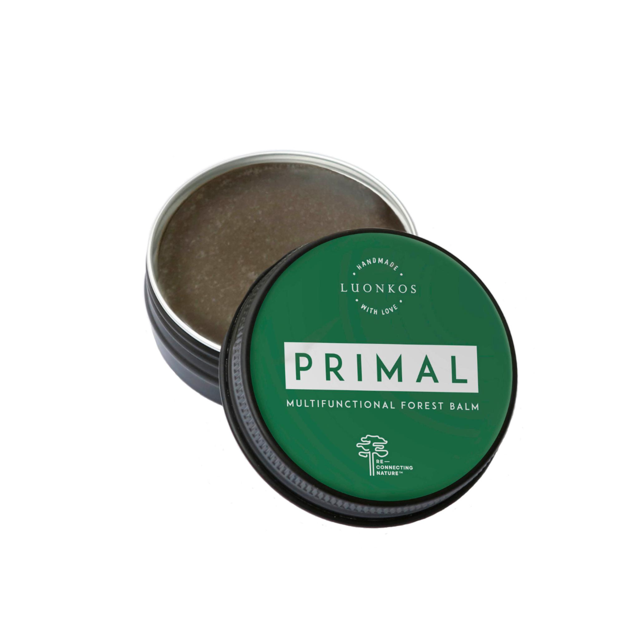 Vedetön ja säilöntäaineeton monitoimibalsami pehmentää niin rohtuneet huulet, posket kuin nenänpielet ja rauhoittaa jopa hyönteistenpuremia sekä kutisevaa taiveihottumaa. Luonkos Primal Multifunctional Forest Balm -balsami 29,95 e.