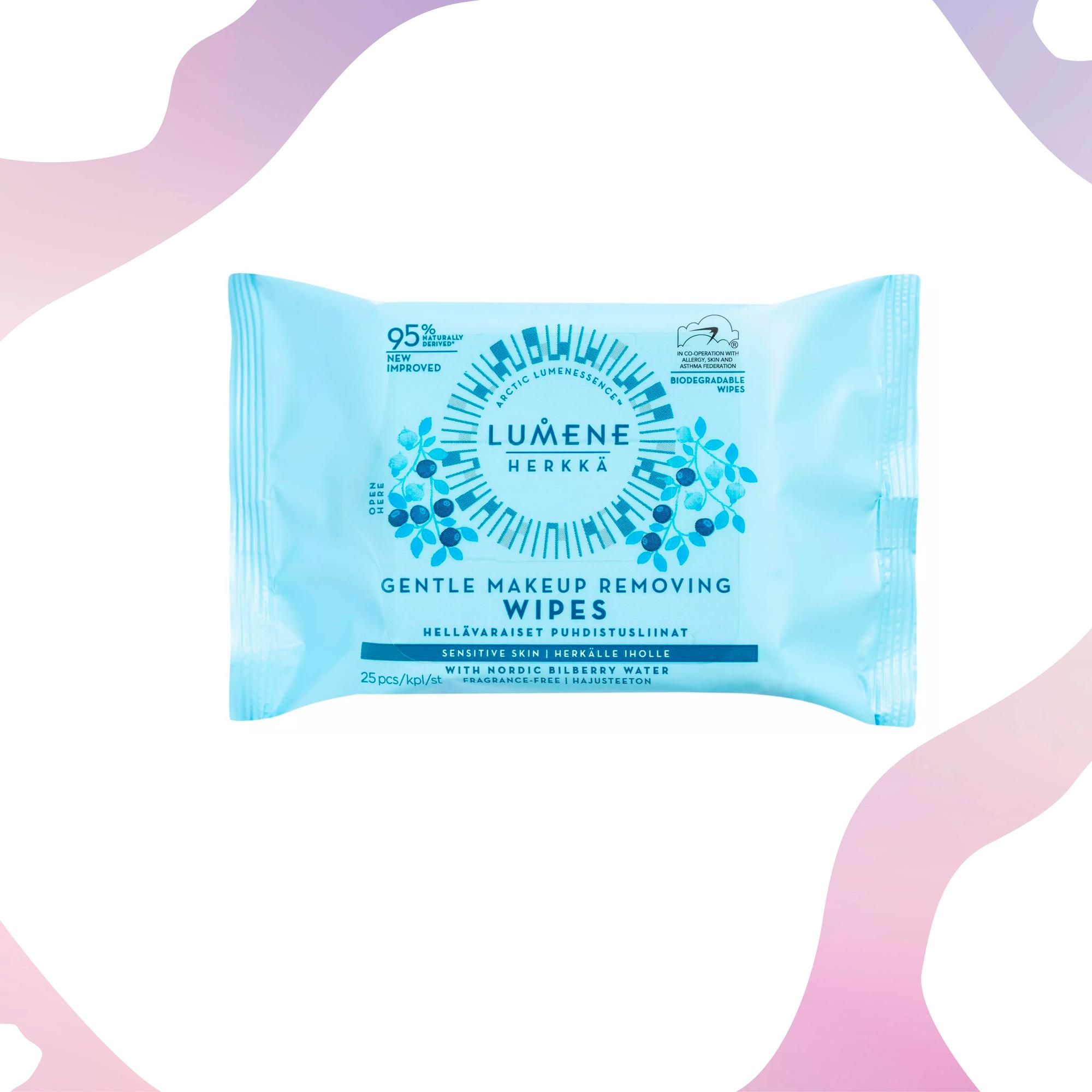 Herkkä Cleansing Makeup Removing Wipes 5,90 e/25 kpl, Lumene.