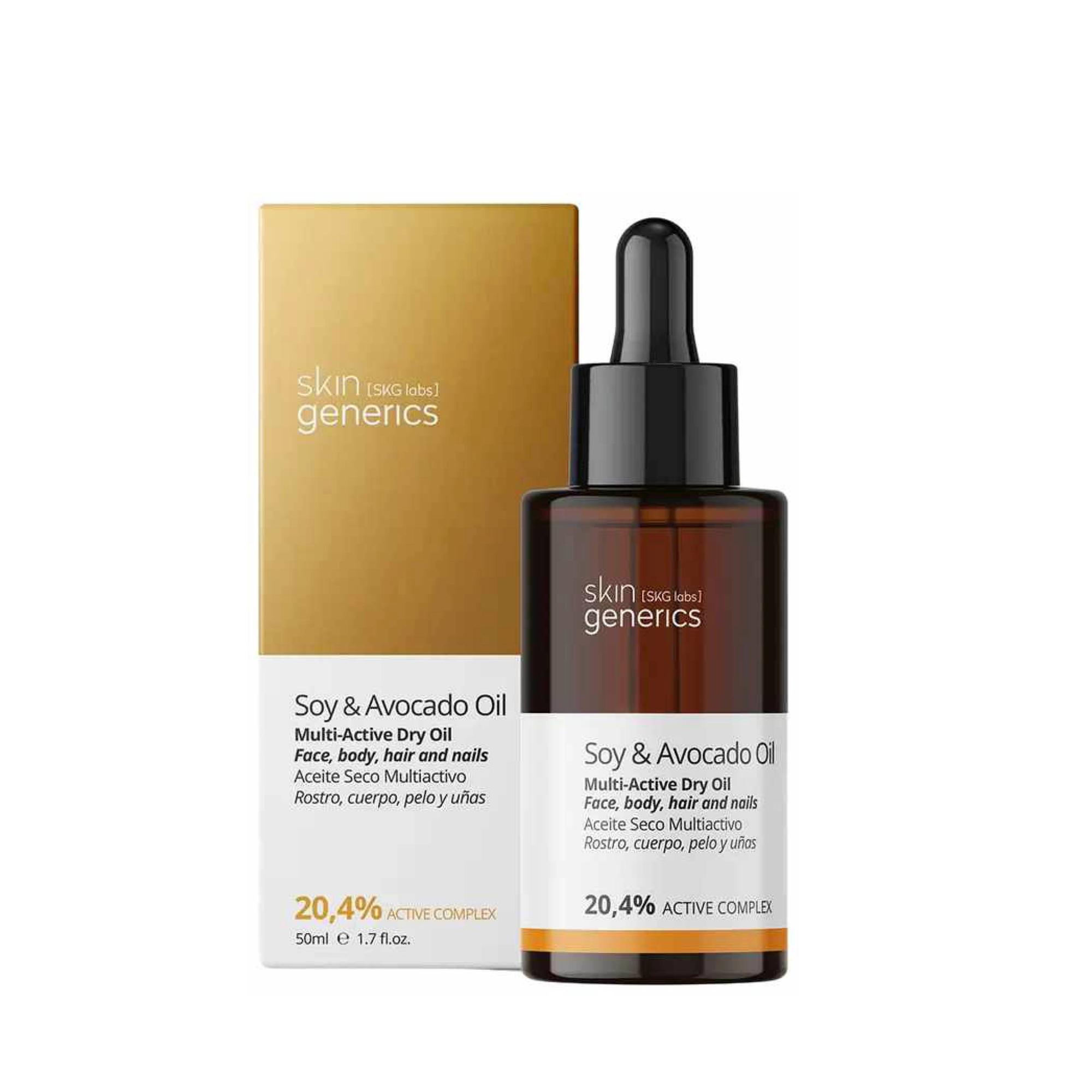 Soy & Avocado Multi-Active -kuivaöljy 34,90 e/50ml, Skin Generics.