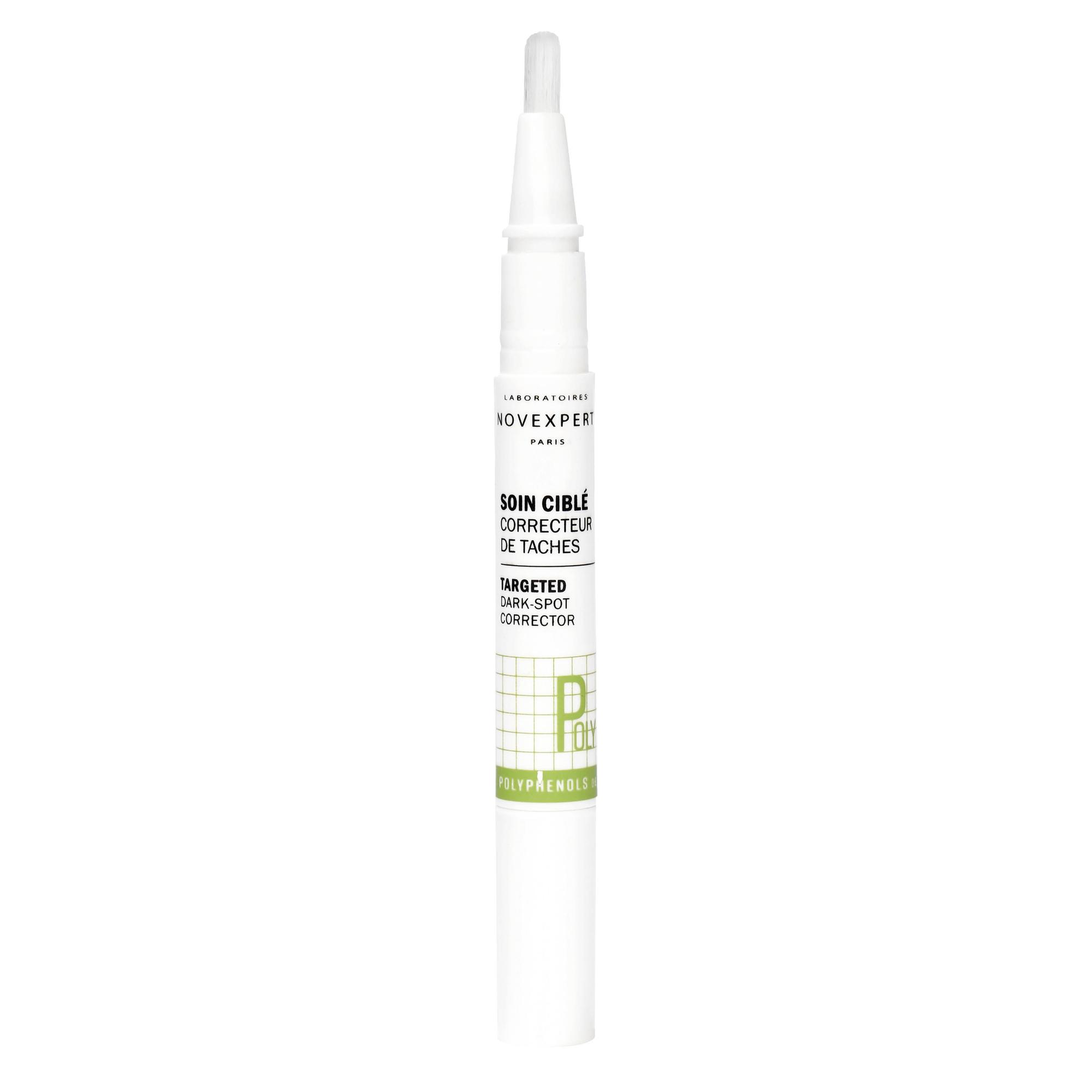 Siveltimellä annosteltava täsmähoito auttaa haalistamaan pigmenttiläiskiä ja arpia vihreän teen polyfenoleilla. Helppo annostella suoraan pilkkuihin. Novexpert Targeted Dark-Spot Corrector -täsmätuote 22 e.